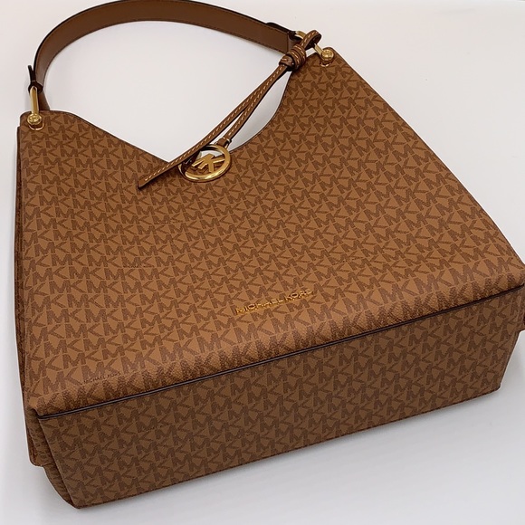 Michael Kors Joan Large Luggage Multi Signature Leather Slouchy Shoulder Handbag - Picture 9 of 14